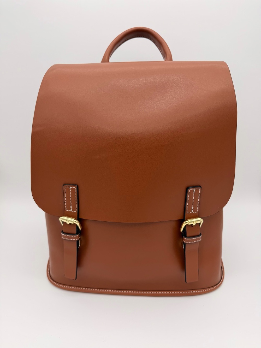 Caramel Cowhide Leather Backpack - Classic Top-Handle Design. NWOT.